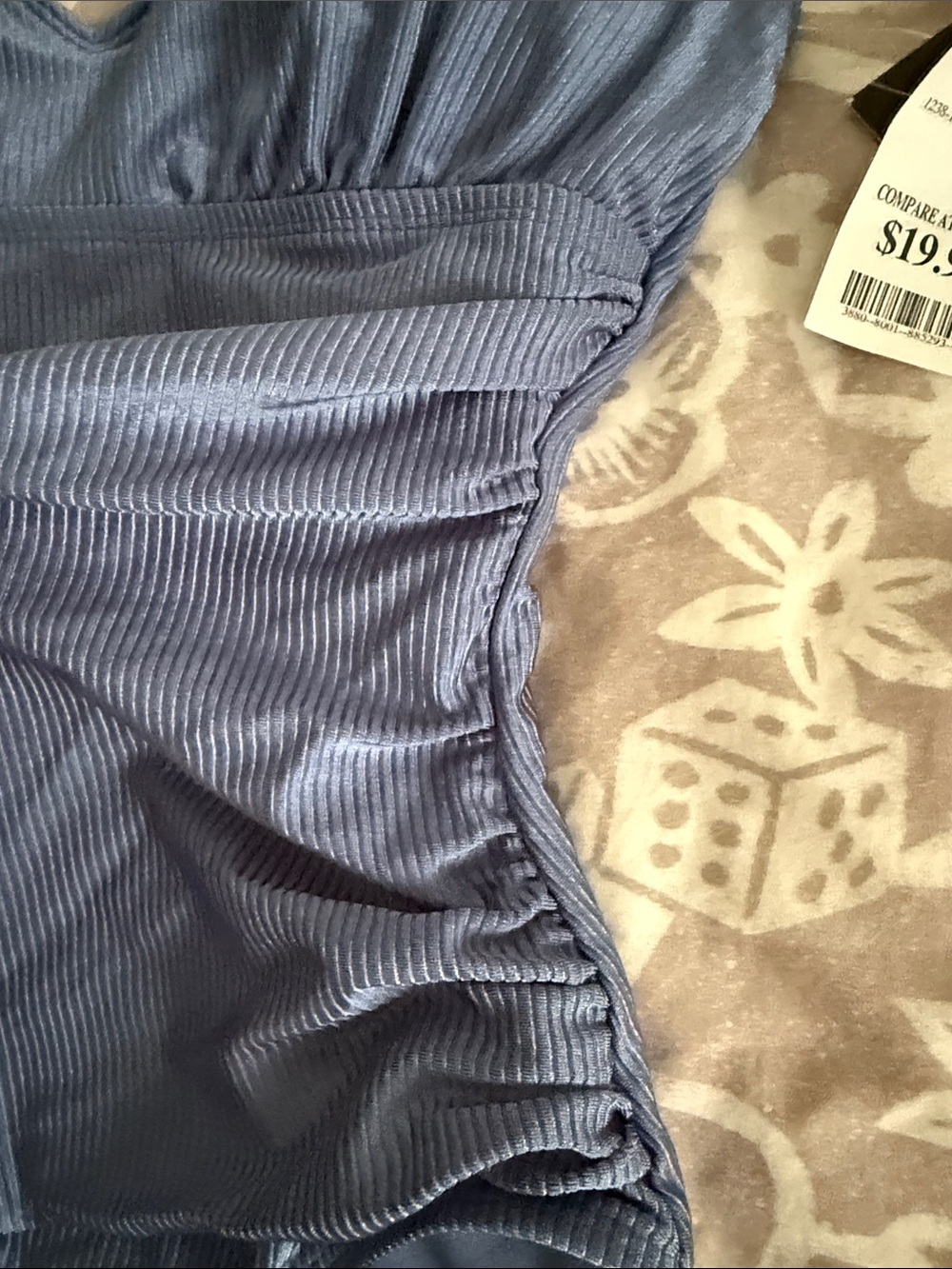 Ellen Tracy from Marshalls. Blue Ribbed One-Piece Swimsuit with Ruffle Straps - Picture 4 of 7